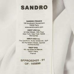 Pre Owned فستان ساندرو ليلكي من مزيج الكتان بياقة على شكل V قصير كبير جدًا