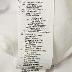 Pre Owned فستان ساندرو ليلكي من مزيج الكتان بياقة على شكل V قصير كبير جدًا