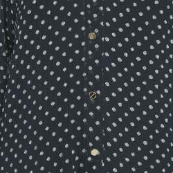Pre Owned Sandro Navy Blue Polka-Dot Fil Coupé Georgette Mini Dress M