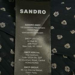 Pre Owned Sandro Navy Blue Polka-Dot Fil Coupé Georgette Mini Dress M