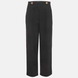 Pre Owned Sandro Black Gabardine Tosca Straight-Leg Trousers S