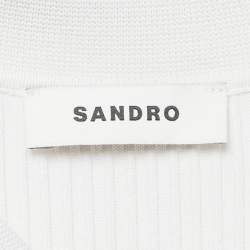 Pre Owned فستان ساندرو أبيض/أسود مضلع متوسط صغير الحجم