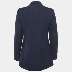 Pre Owned بليزر ساندرو كحلي غاباردين بصدرٍ مزدوج مقاس صغير