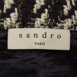 مملوكة مسبقًا Sandro Navy Blue Tweed Buttoned Mini Skirt S