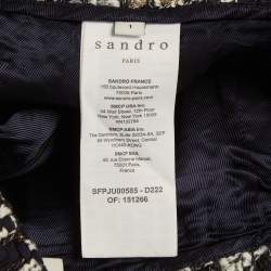 مملوكة مسبقًا Sandro Navy Blue Tweed Buttoned Mini Skirt S