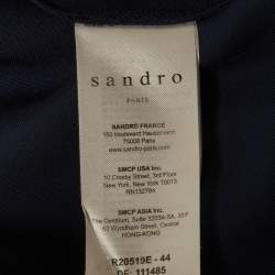 Pre Owned Sandro Navy Blue Satin Eloy Lace-Inset Maxi Dress M