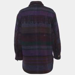 Pre Owned جاكيت ساندرو متعدد الألوان مزيج من الصوف فيلت بقبة هامشية مربعة مقاس متوسط