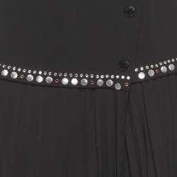 Pre Owned Sandro Black Crepe Embellished Plisse Midi Skirt M