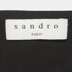 Pre Owned Sandro Black Crepe Embellished Plisse Midi Skirt M