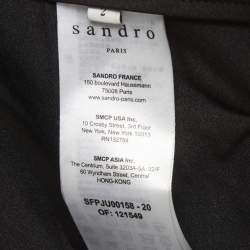 Pre Owned Sandro Black Crepe Embellished Plisse Midi Skirt M