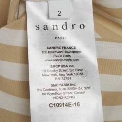 Pre Owned Sandro Beige & White Striped Cotton & Lace Shirt M