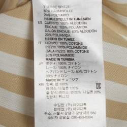 Pre Owned Sandro Beige & White Striped Cotton & Lace Shirt M