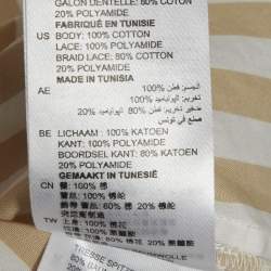 Pre Owned Sandro Beige & White Striped Cotton & Lace Shirt M