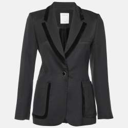 Pre Owned Sandro Black Gabardine Tailored Jacket S
