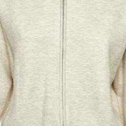 Pre Owned Sandro Pale Grey Melange Jersey Embroidered Zip Up Hoodie XS