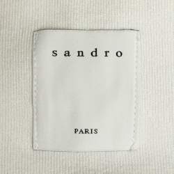 Pre Owned Sandro Pale Grey Melange Jersey Embroidered Zip Up Hoodie XS