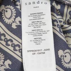 مملوكة مسبقًا فستان ساندرو أزرق بطبعة زهور حرير فالنتينا برقبة على شكل V ميدي صغير الحجم