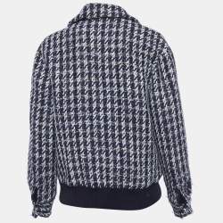 Pre Owned Sandro Blue/White Houndstooth Double Breasted Jacket S