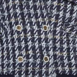 Pre Owned Sandro Blue/White Houndstooth Double Breasted Jacket S