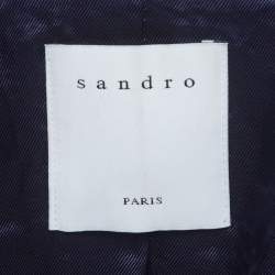 Pre Owned Sandro Blue/White Houndstooth Double Breasted Jacket S