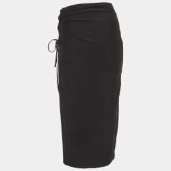 Pre Owned Sandro Black Jersey Ruche Sarong M