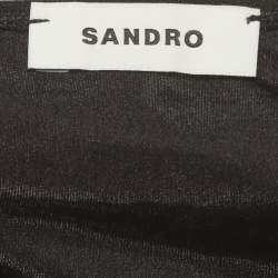 Pre Owned Sandro Black Jersey Ruche Sarong M