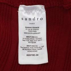 Pre Owned Sandro Burgundy Knit Short Dress L