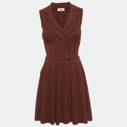 Pre Owned Sandro Brown Striped Stretch Knit Set S