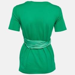 Pre Owned سندرو توب من الحرير والجيرسي باللون الأخضر مقاس صغير جداً