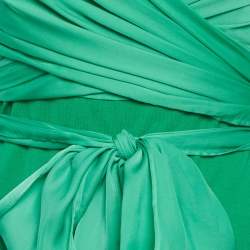 Pre Owned سندرو توب من الحرير والجيرسي باللون الأخضر مقاس صغير جداً