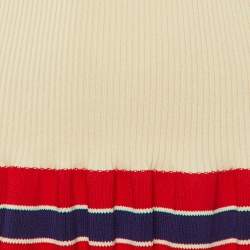 مملوكة مسبقًا Sandro Beige Striped Rib Knit Ruffled Top L