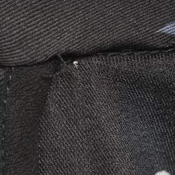 Pre Owned Sandro Black Floral Print Satin Bonny Cutout Pleated Midi Dress M