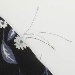 Pre Owned Sandro Black Floral Print Satin Bonny Cutout Pleated Midi Dress M