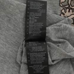 Pre Owned ساندرو تي شيرت من القطن والدانتيل باللون الرمادي والبيج مقاس صغير