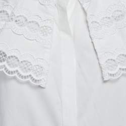 Pre Owned Sandro White Cotton Lace Collar Ernesta Blouse L