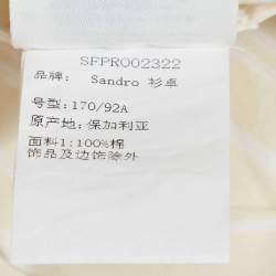 مملوكة مسبقًا Sandro Cream Cotton Striped Cotton Pleated Collar Short Dress L