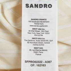 مملوكة مسبقًا Sandro Cream Cotton Striped Cotton Pleated Collar Short Dress L