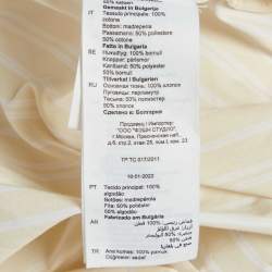 مملوكة مسبقًا Sandro Cream Cotton Striped Cotton Pleated Collar Short Dress L