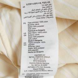 مملوكة مسبقًا Sandro Cream Cotton Striped Cotton Pleated Collar Short Dress L