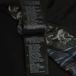 Pre Owned Sandro Black Print Chiffon Ruffled Trim Midi Dress XS