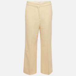 Pre Owned Sandro Beige Tweed Straight-Leg Trousers L