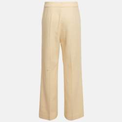 Pre Owned Sandro Beige Tweed Straight-Leg Trousers L
