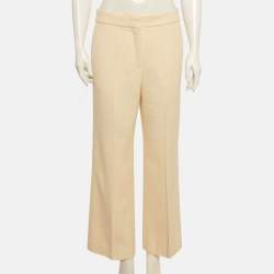 Pre Owned Sandro Beige Tweed Straight-Leg Trousers L