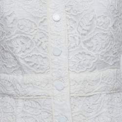 Pre Owned فستان ساندرو أوف وايت دانتيل جوبير زهري ميني كبير