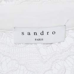 Pre Owned فستان ساندرو أوف وايت دانتيل جوبير زهري ميني كبير