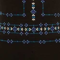 مملوكة مسبقًا Sandro Black/Blue Embroidered Stretch Knit Midi Dress L