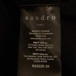 مملوكة مسبقًا Sandro Black/Blue Embroidered Stretch Knit Midi Dress L