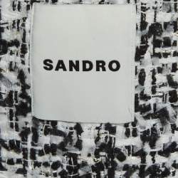 Pre Owned Sandro white/Black Tweed Sequin Embellished Jacket XL