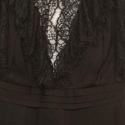 Pre Owned بلايسوت ساندرو كريب أسود بتفاصيل دانتيل مقاس صغير جدًا