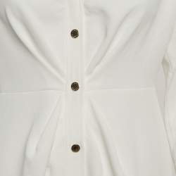 Pre Owned Sandro White Crepe Button Front Mini Dress S